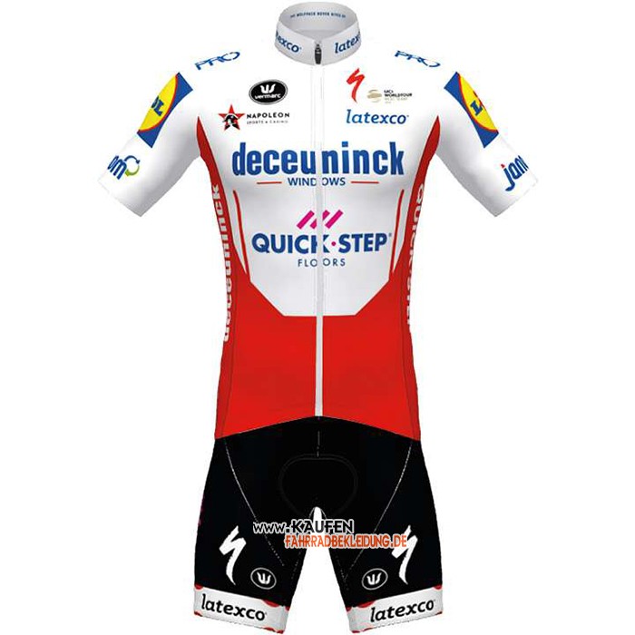 Deceuninck Quick Step Kurzarmtrikot 2020 und Kurze Tragerhose Wei Rot(1)